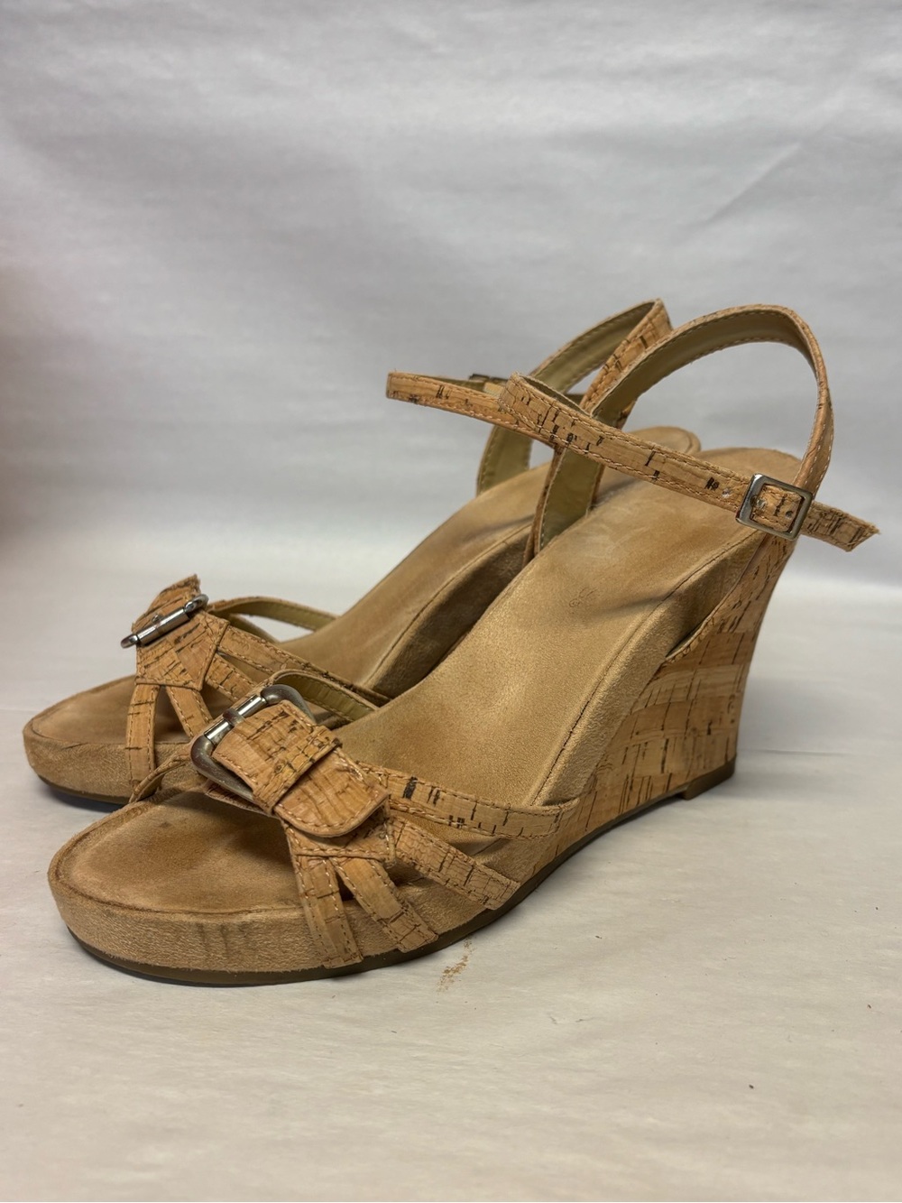 Aerosoles Women's 6M Wicker Wedge Plush Around Strappy Sandals #6070